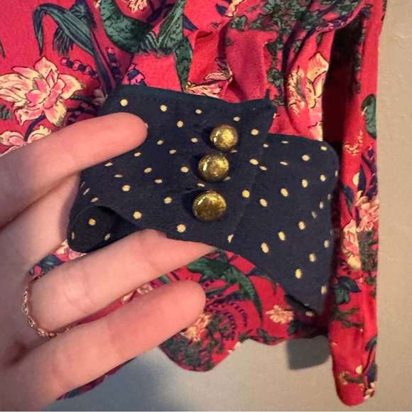 Anthropologie Maeve Floral Long Sleeve Dress with Polka Dot Accents - Picture 7 of 13